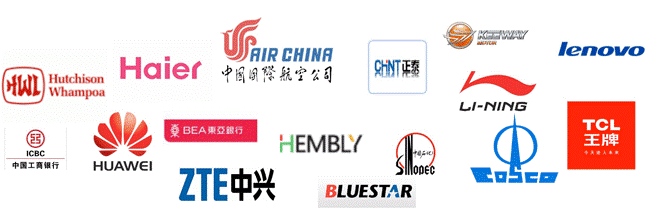 Logos of prominent Chinese companies