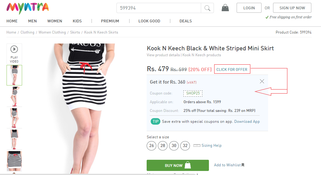 Myntra coupon code